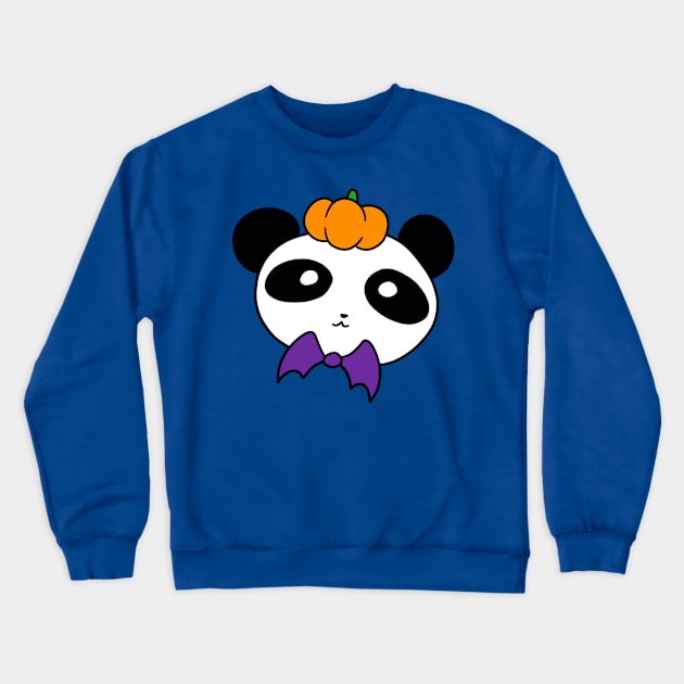 Pumpkin Panda Face Crewneck Sweatshirt by saradaboru